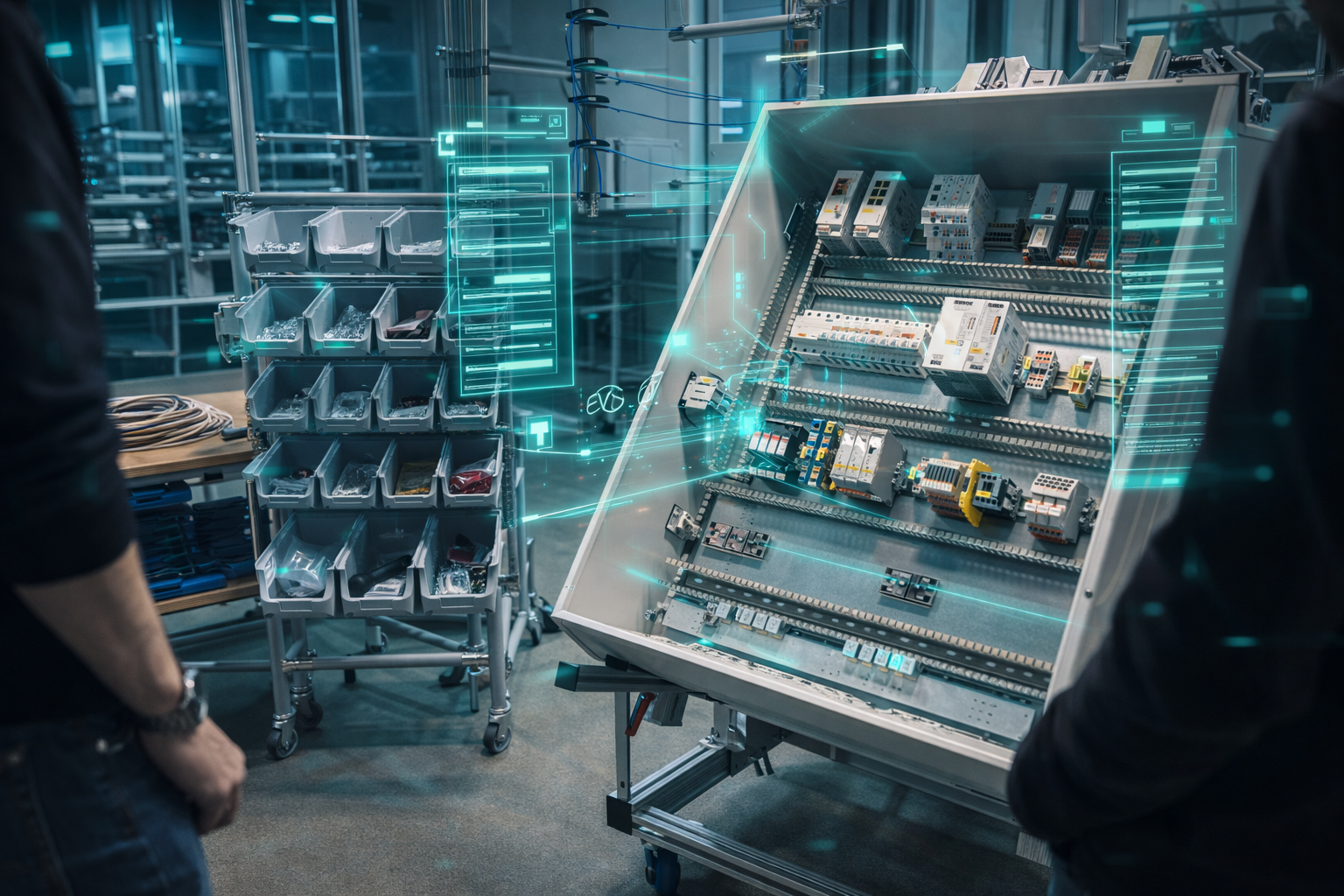 Digitaler Schaltschrankbau Arbeitsplatz — EPLAN Pro Panel Digitaltwin in der Fertigung bei EVO