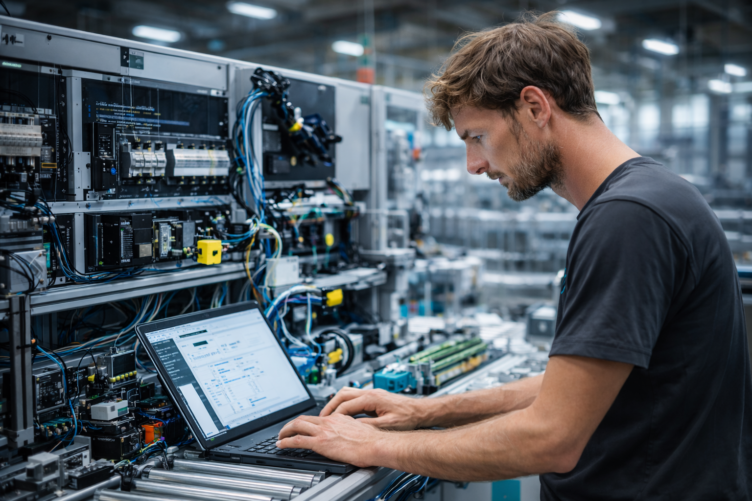 SPS-Programmierer bei der Inbetriebnahme in der Fabrik — EVO Electronic Solutions